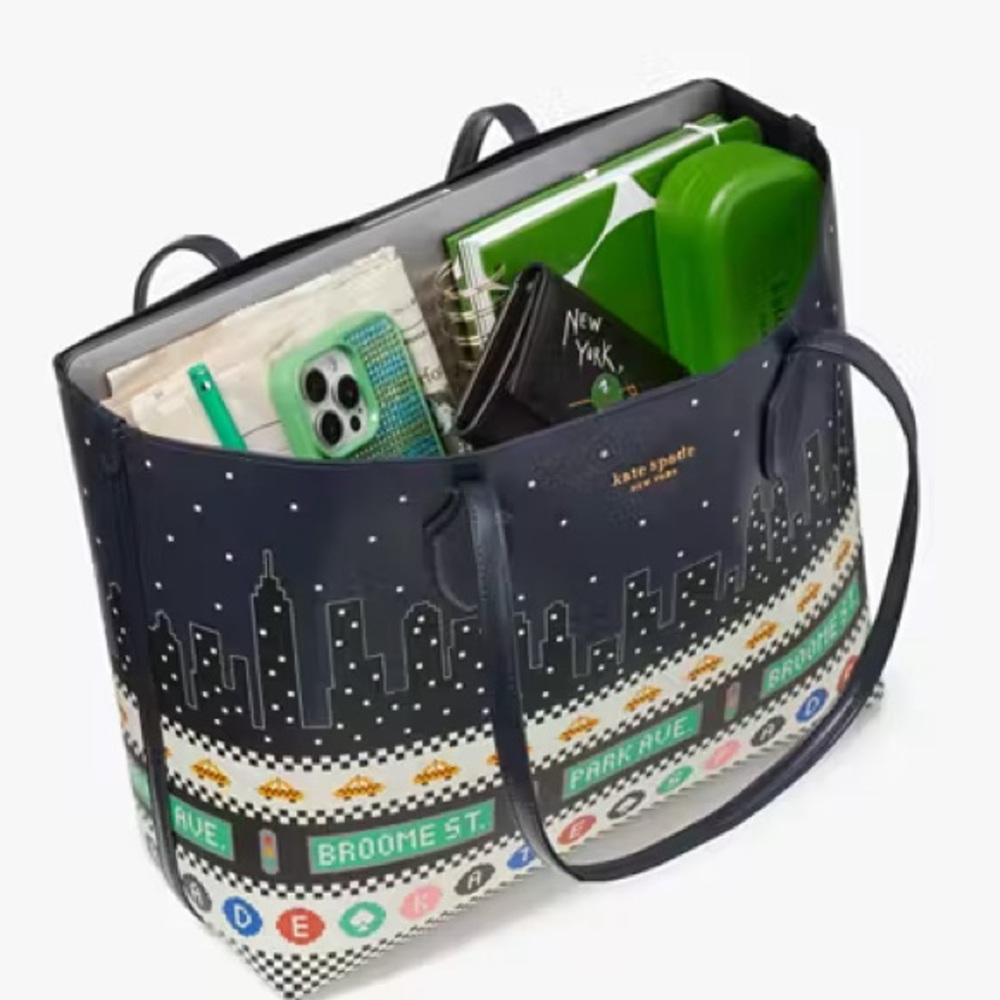 Kate Spade Bleecker Big Apple Large Tote - Blazer Blue Multi - Picture 6 of 7